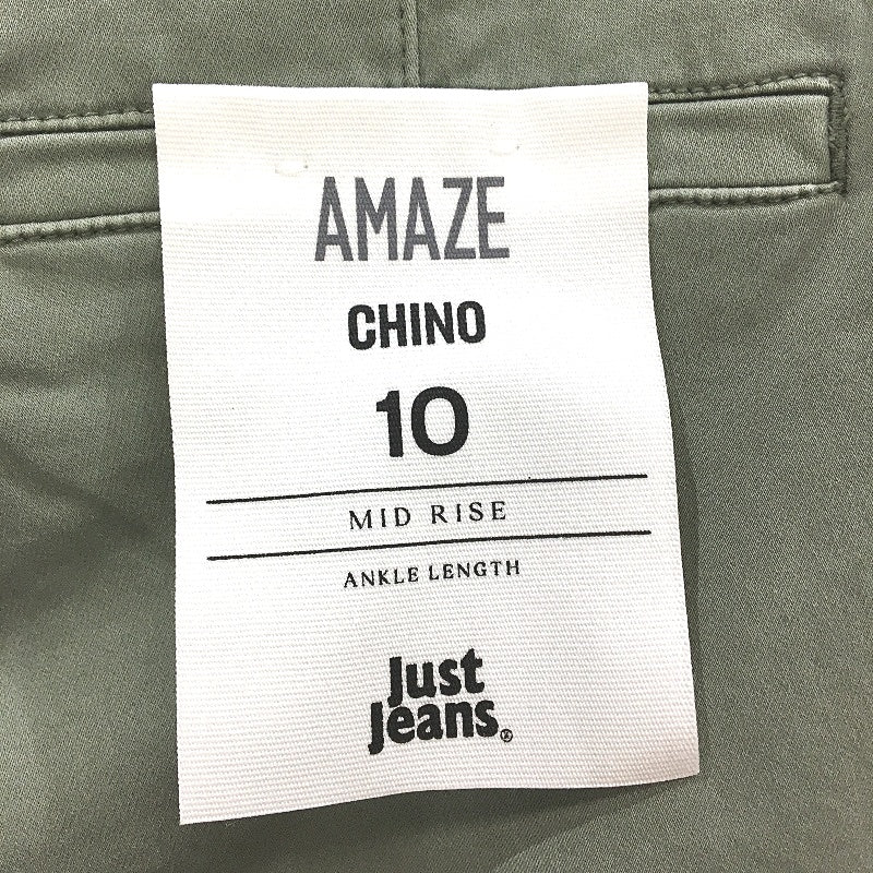 Just Jeans Amaze Olive Green Knit Denim Mid Rise Chinos Ladies Size AU 10 NEW