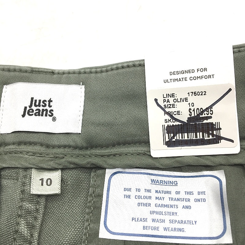 Just Jeans Amaze Olive Green Knit Denim Mid Rise Chinos Ladies Size AU 10 NEW