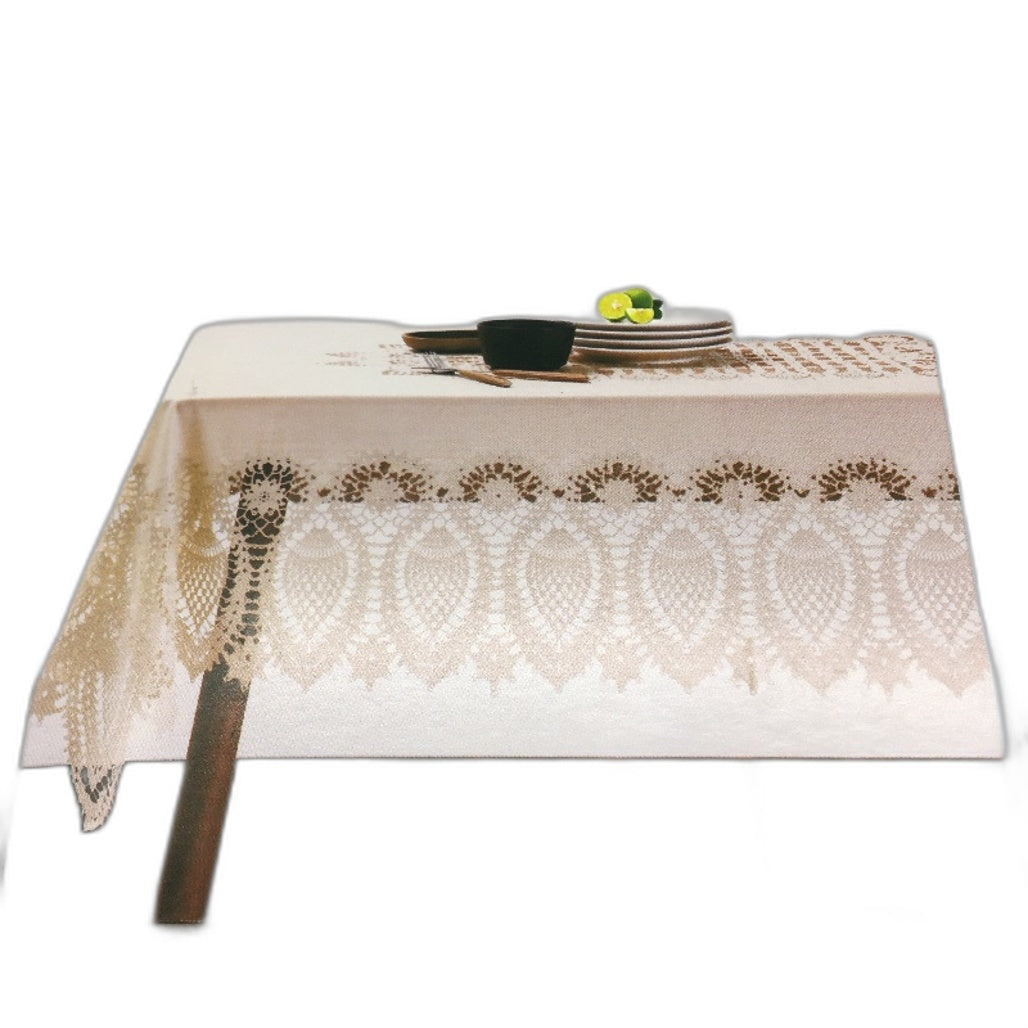 Kirkton House Silver Grey Lacework PVC Tablecloth 137cm x 137cm NEW