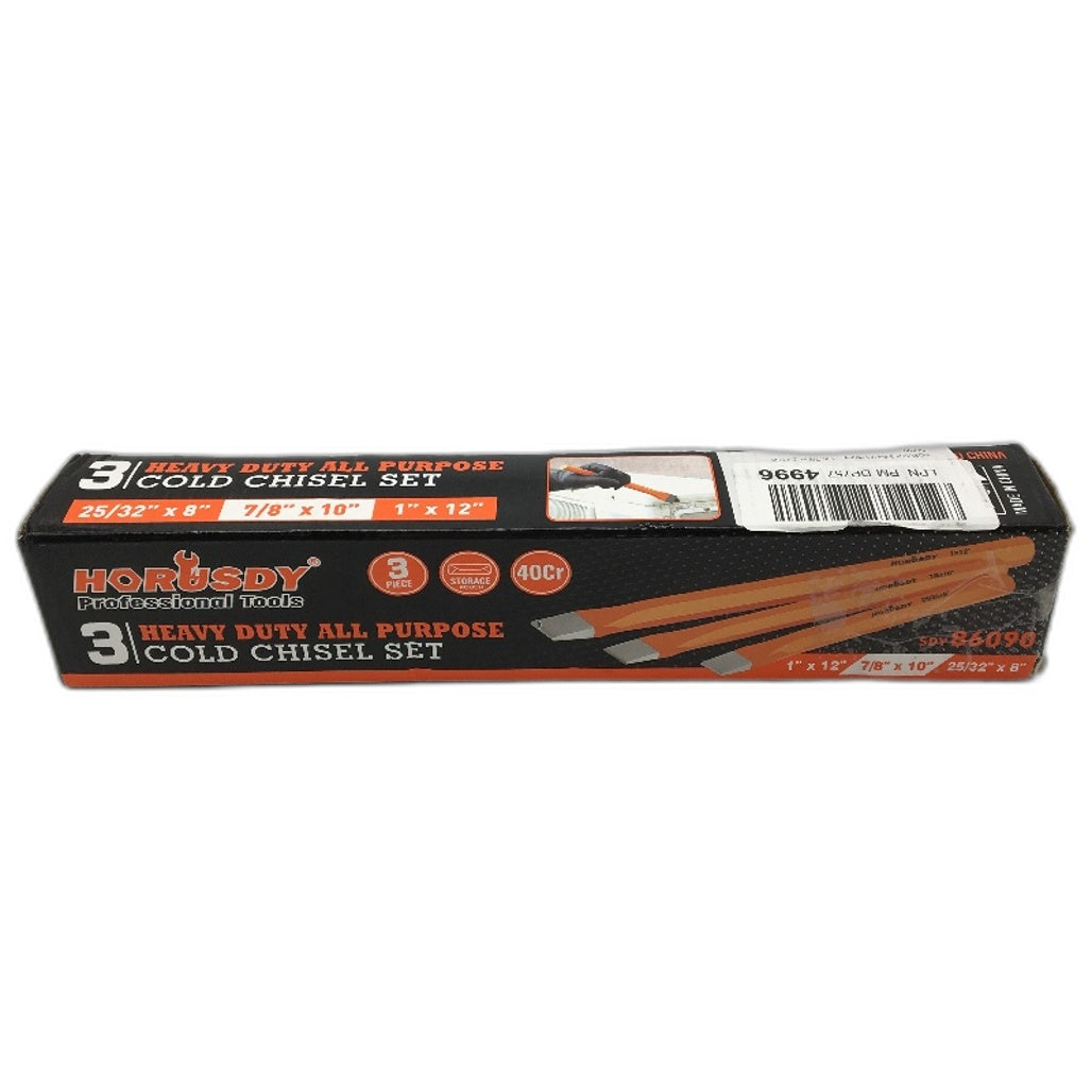 Horusdy 3pc Heavy Duty All Purpose Cold Chisel Set with Storage Pouch DEMO