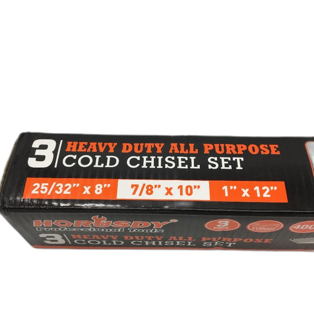 Horusdy 3pc Heavy Duty All Purpose Cold Chisel Set with Storage Pouch DEMO