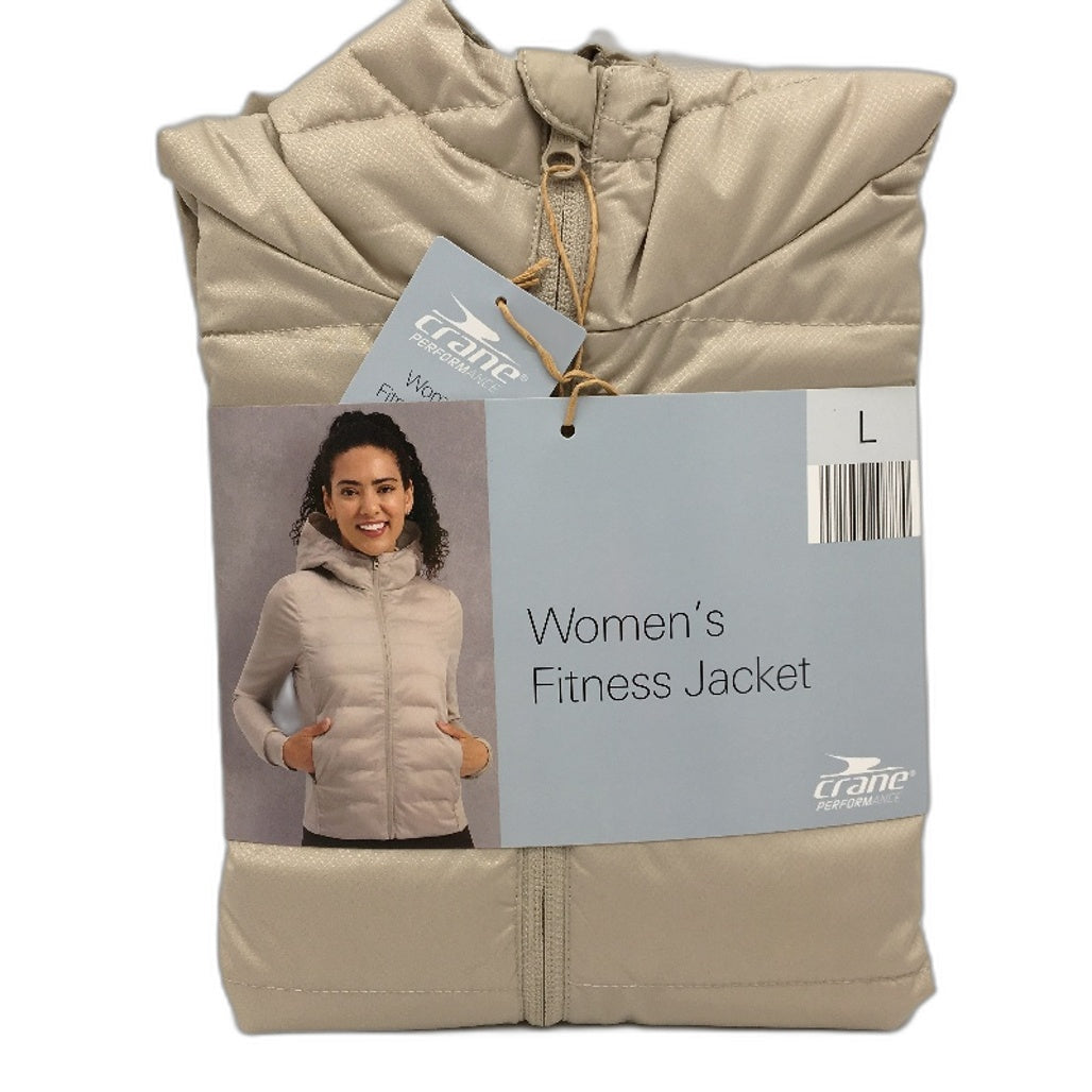 Crane Beige Zip Up Fitness Lieghtweight Slim Fit Jacket Ladies Size Large NEW