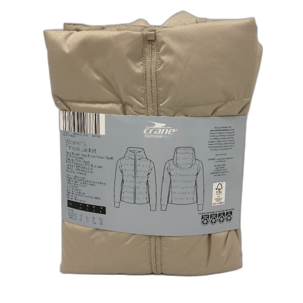 Crane Beige Zip Up Fitness Lieghtweight Slim Fit Jacket Ladies Size Large NEW