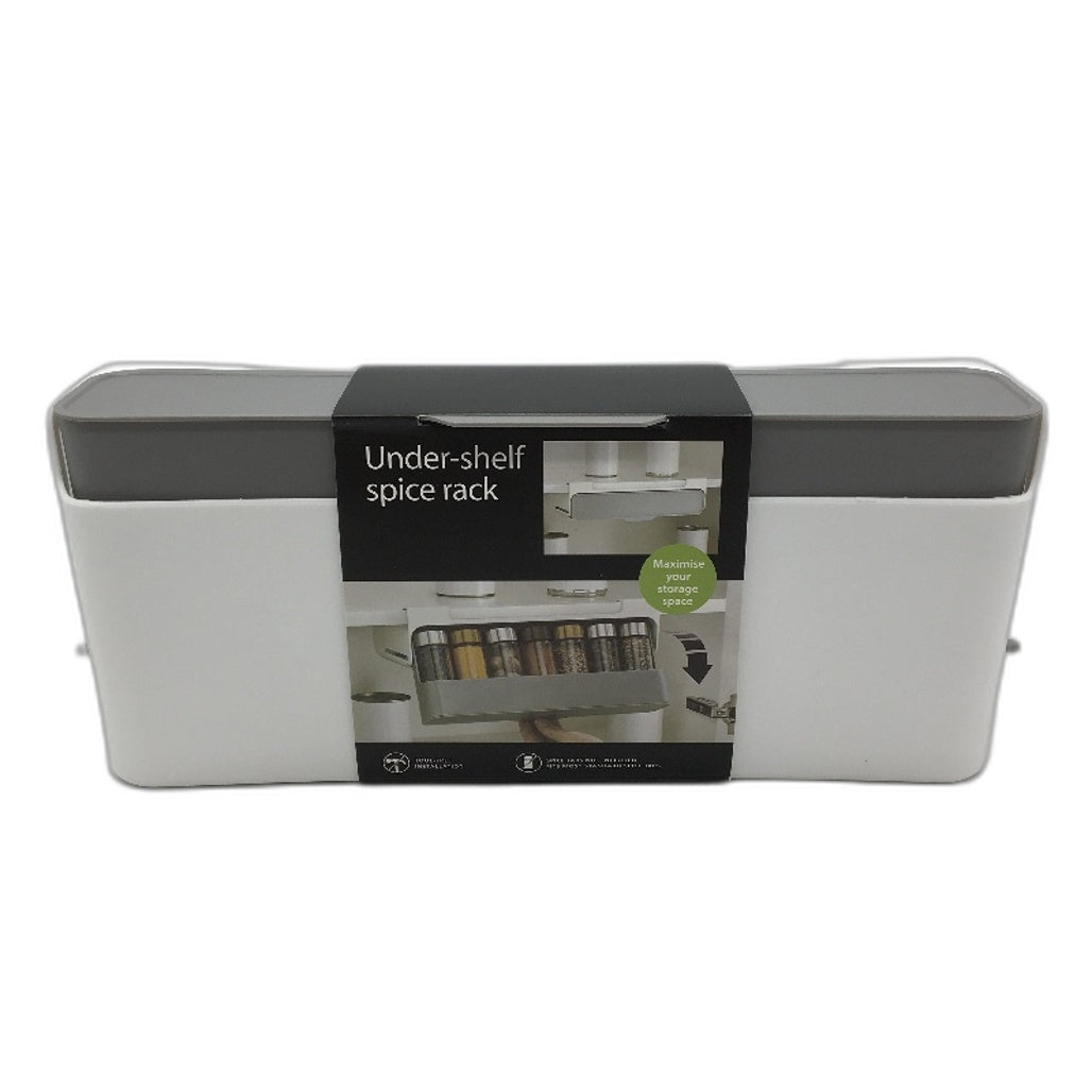 Ezonedeal White Grey Under Shelf Cabinet Spice Rack 32cm NEW