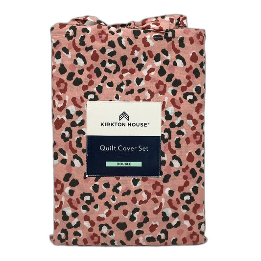 Kirkton House Pink Leopard Print Themed Quilt Cover Set Double Bed NEW
