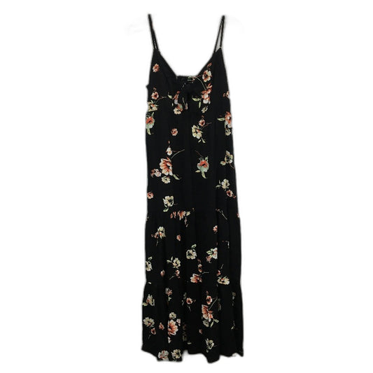 AQUA Black Spaghetti Strap Floral Knot Flowy Midi Dress Ladies Size Medium NEW