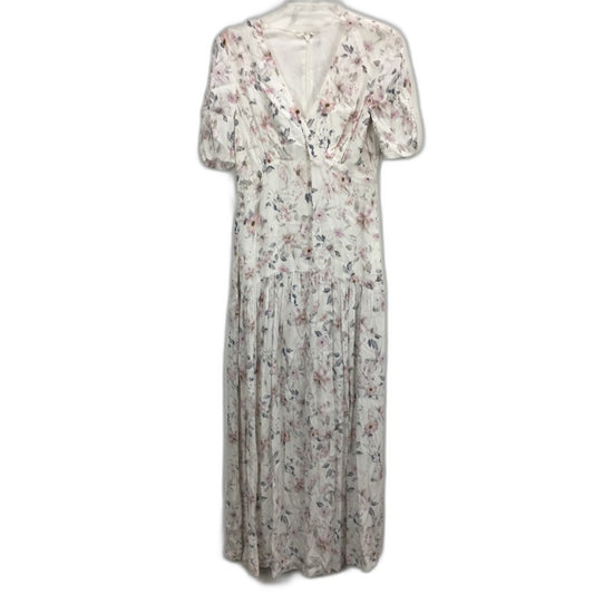 Forever New White Short Sleeve Floral Flowy Crossover Midi Dress Ladies Sz AU 8