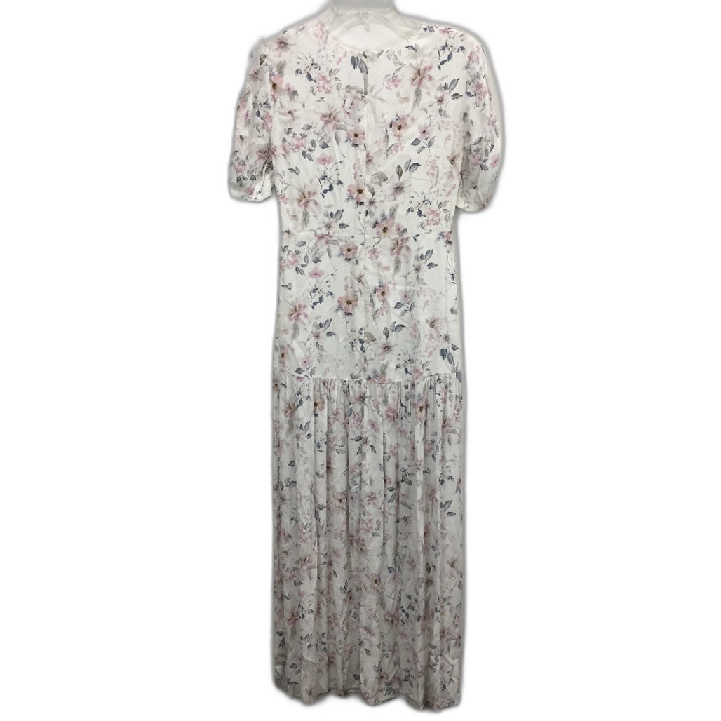 Forever New White Short Sleeve Floral Flowy Crossover Midi Dress Ladies Sz AU 8