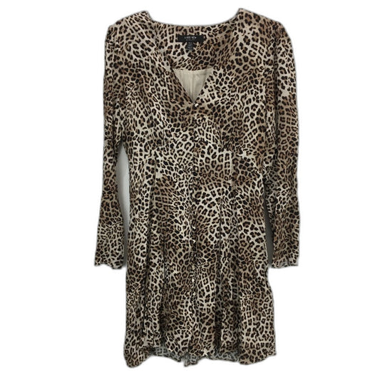 Ever New Leopard Print Long Sleeve Flowy Button Up Mini Dress Ladies Size AU 10