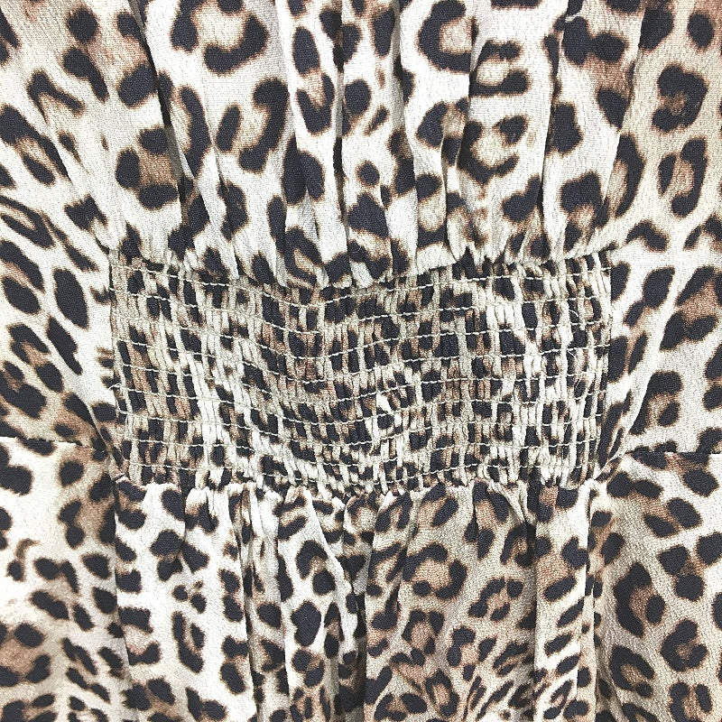 Ever New Leopard Print Long Sleeve Flowy Button Up Mini Dress Ladies Size AU 10