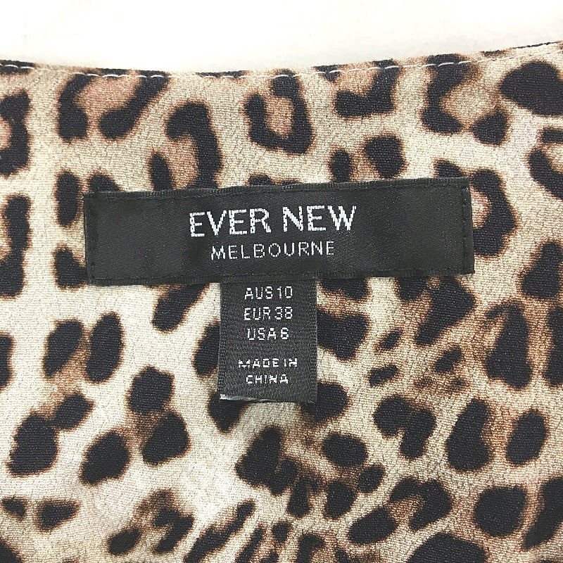 Ever New Leopard Print Long Sleeve Flowy Button Up Mini Dress Ladies Size AU 10