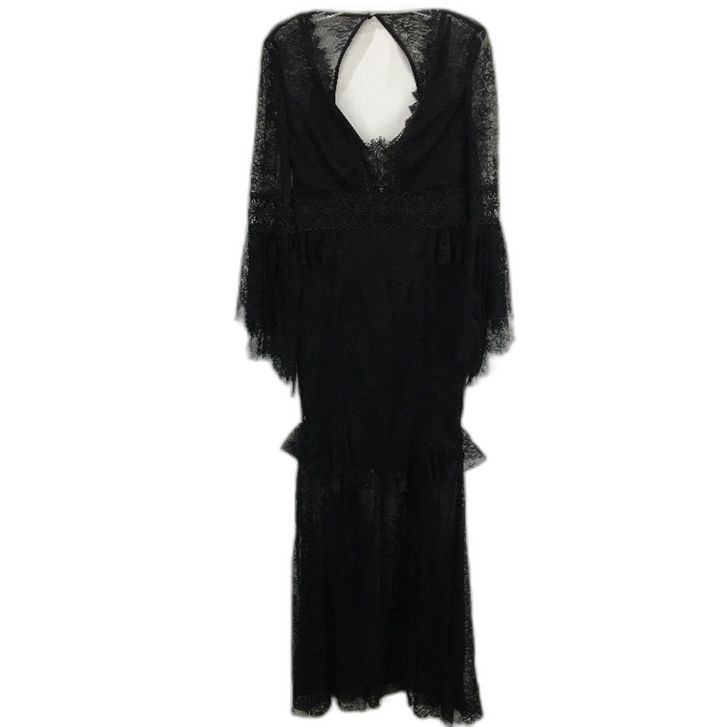 Forever New Black Sheer Lacy Long Sleeve Gothic Midi Dress Ladies Size AU 10