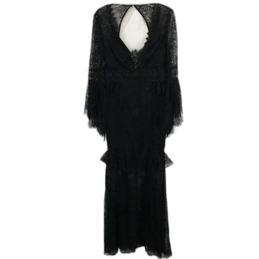 Forever New Black Sheer Lacy Long Sleeve Gothic Midi Dress Ladies Size AU 10
