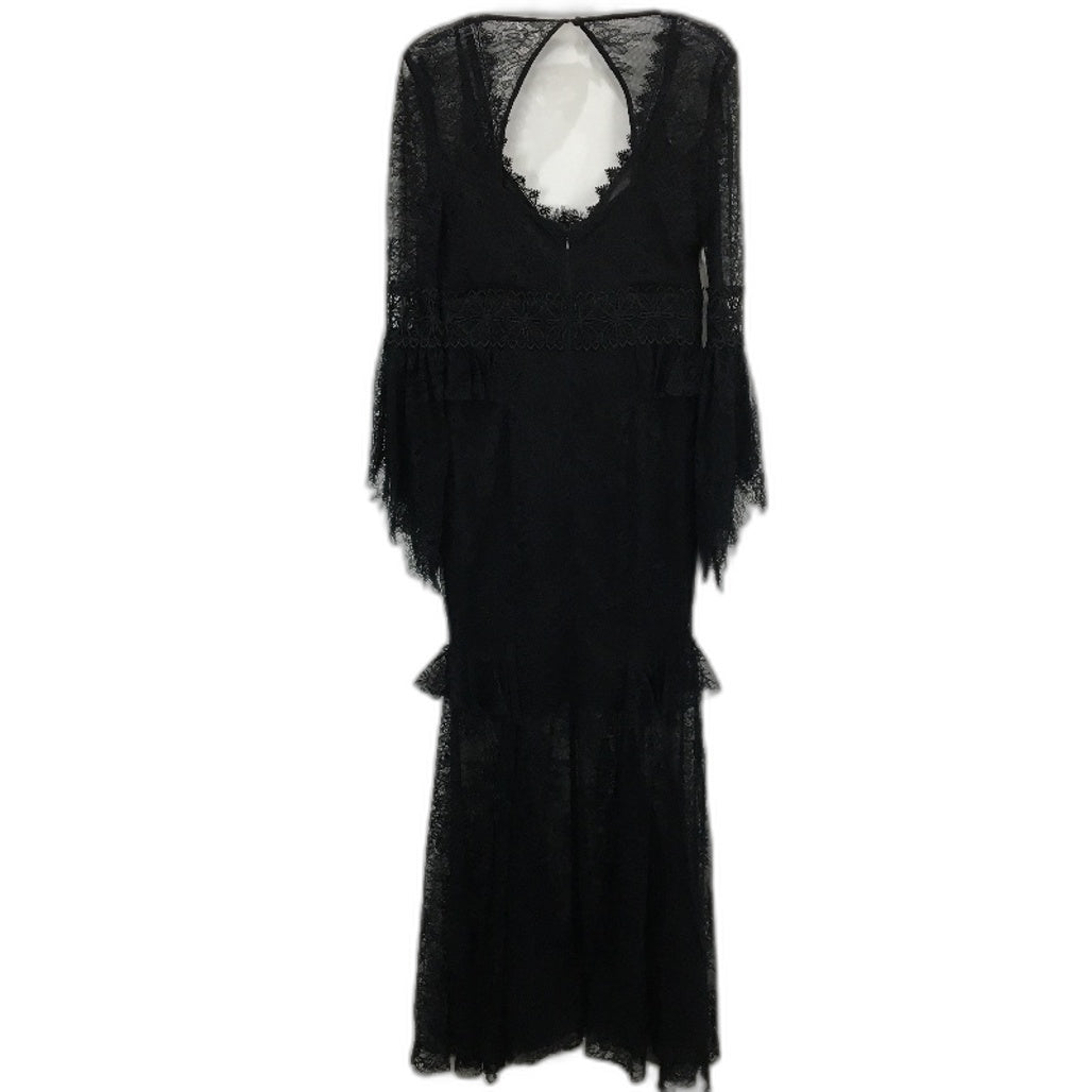 Forever New Black Sheer Lacy Long Sleeve Gothic Midi Dress Ladies Size AU 10