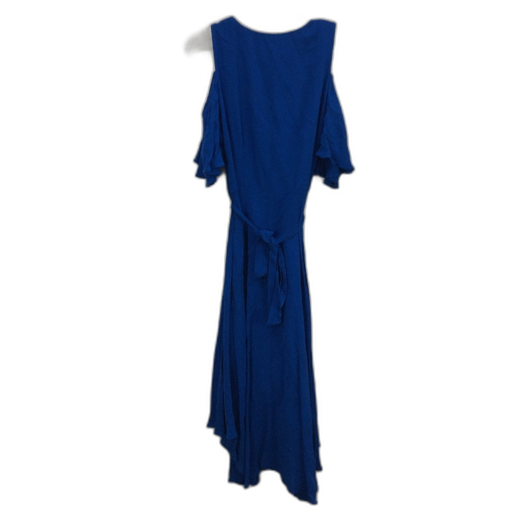 Forever New Blue Flowy Ruffled Short Sleeve Belted Midi Dress Ladies Size AU 10