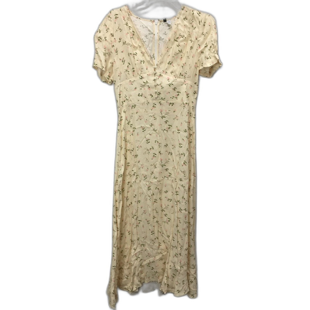 Forever New Yellow Floral Pattern Short Sleeve Midi Dress Ladies Size AU 8 NEW
