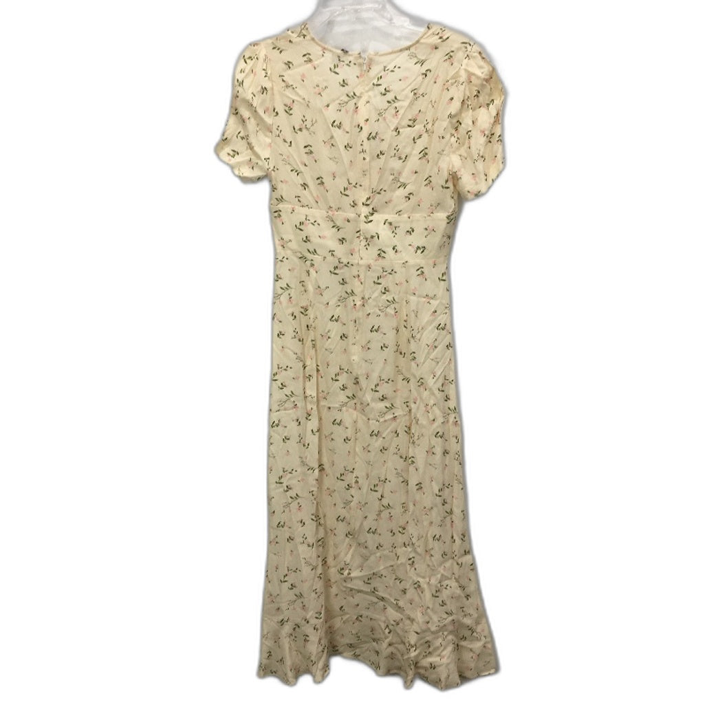 Forever New Yellow Floral Pattern Short Sleeve Midi Dress Ladies Size AU 8 NEW