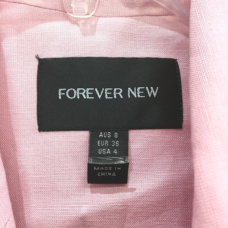 Forever New Light Pink Linen Blend Double Breasted Blazer Ladies Size AU 8 NEW