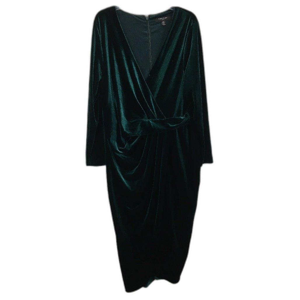 Forever New Green Velvet Long Sleeve Split Midi Dress Ladies Size AU 20 NEW