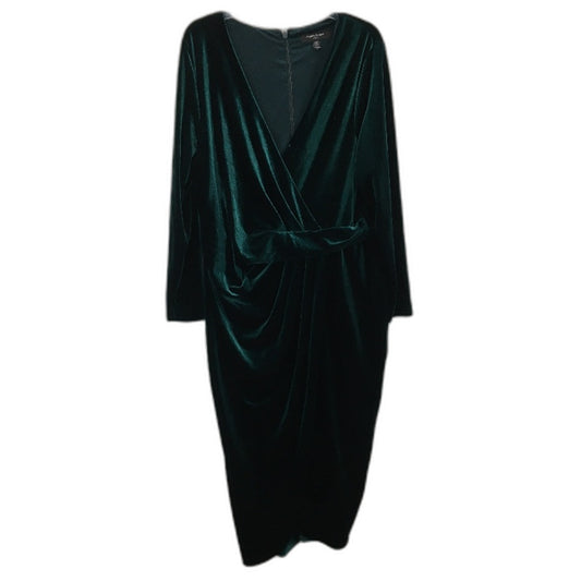 Forever New Green Velvet Long Sleeve Split Midi Dress Ladies Size AU 20 NEW