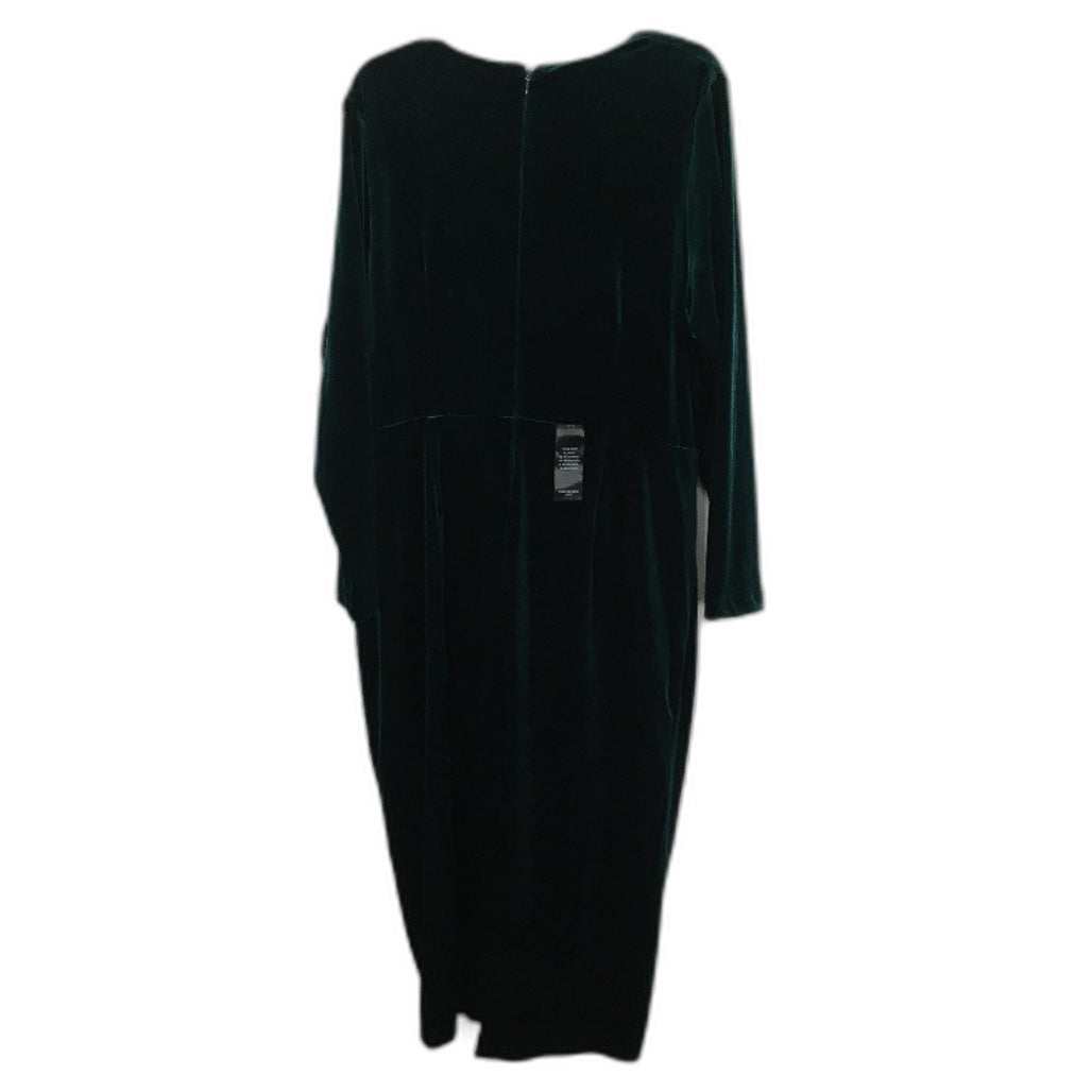 Forever New Green Velvet Long Sleeve Split Midi Dress Ladies Size AU 20 NEW