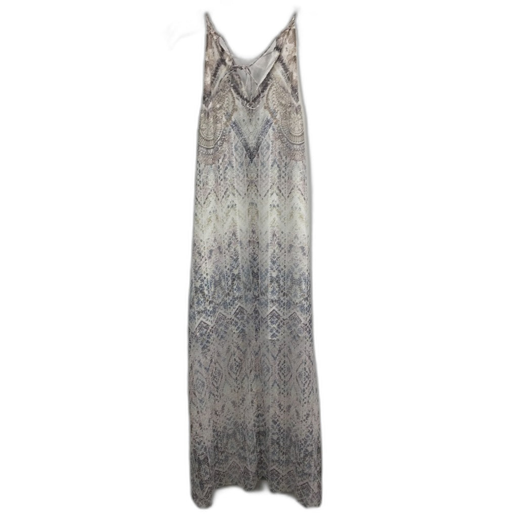 Forever New Patterned Sheer Gold Decorated Midi Dress Ladies Size AU 10 NEW