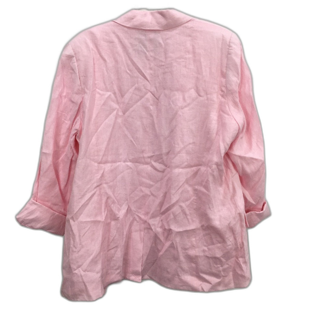 Ever New Light Pink Open Casual Cuffed Linen Cotton Blazer Ladies Size AU 18 NEW