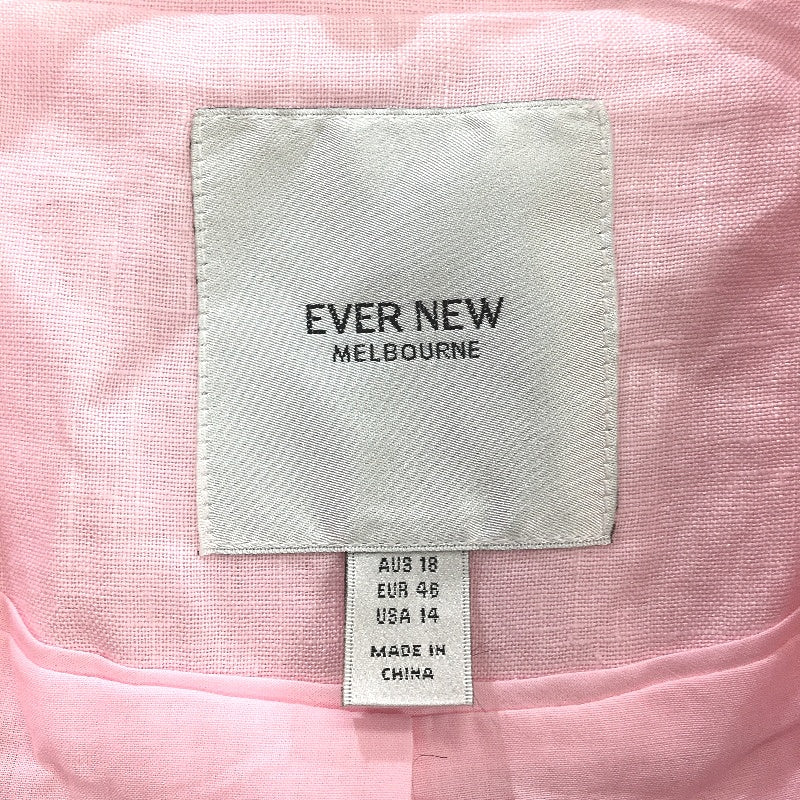 Ever New Light Pink Open Casual Cuffed Linen Cotton Blazer Ladies Size AU 18 NEW
