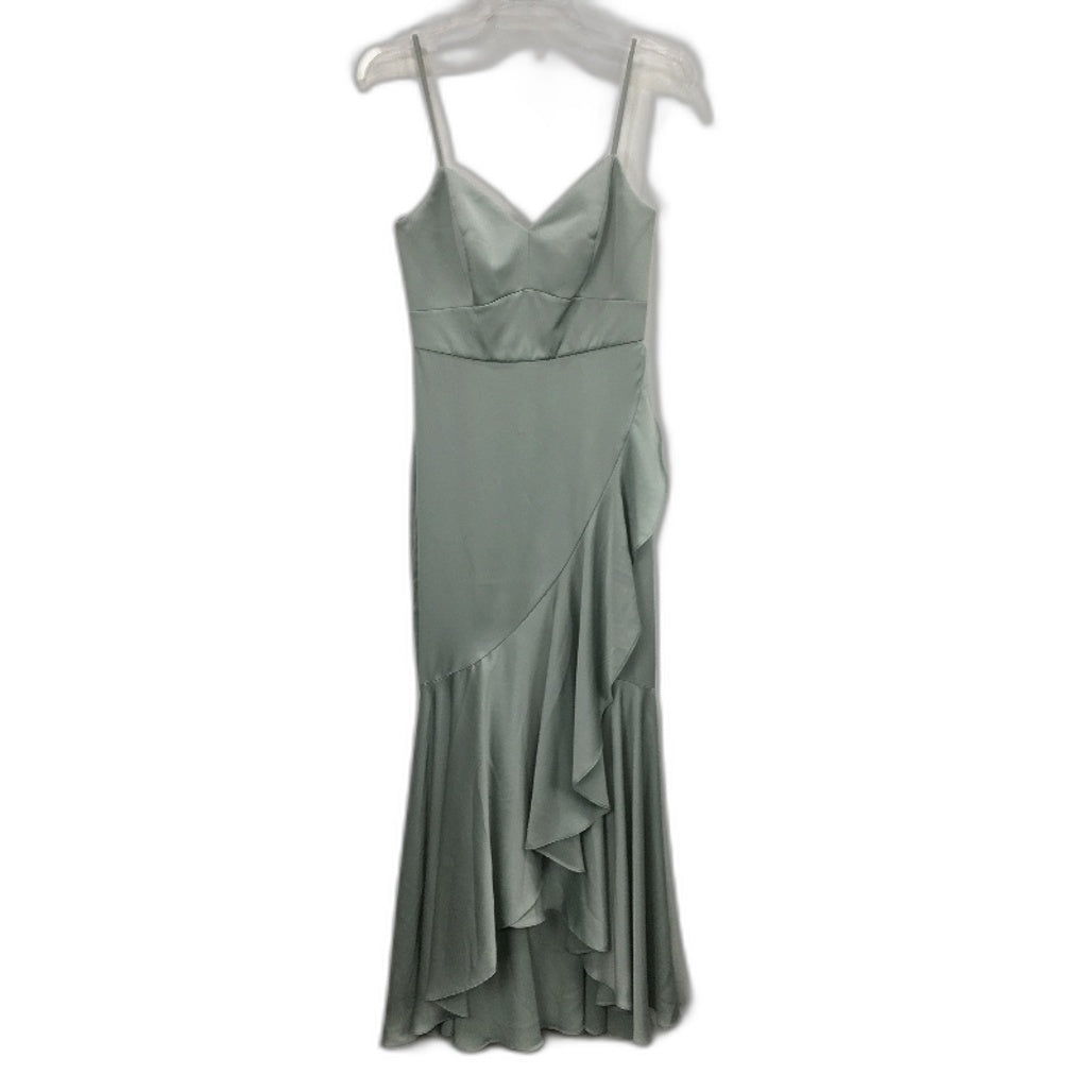 Forever New Green Silky Layered Ruffle Formal Midi Dress Ladies Size AU 6 NEW