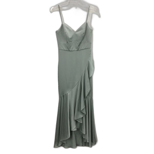 Forever New Green Silky Layered Ruffle Formal Midi Dress Ladies Size AU 6 NEW