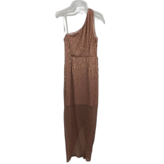 Forever New Rose Gold Sparkly One-Shoulder Split Midi Dress Ladies Size Small