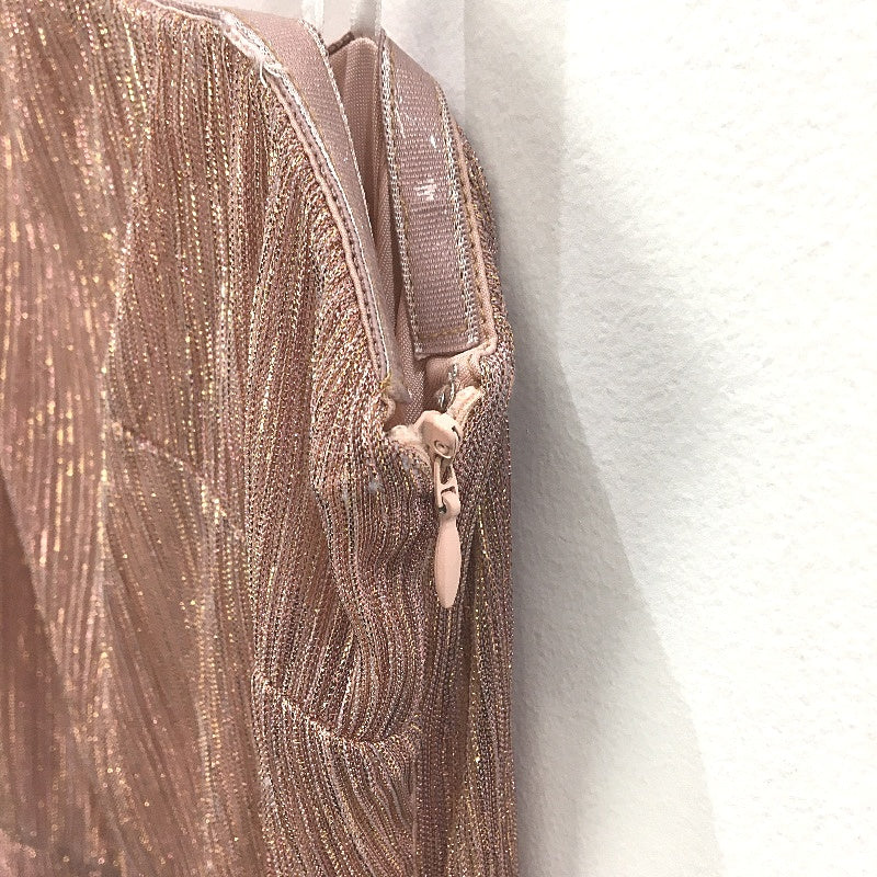 Forever New Rose Gold Sparkly One-Shoulder Split Midi Dress Ladies Size Small