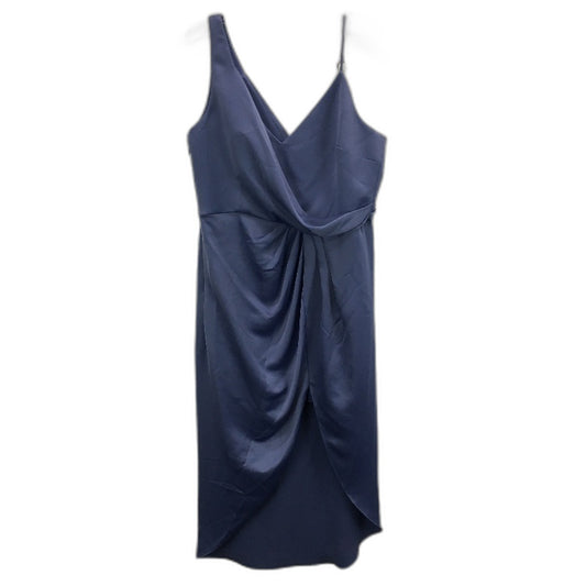 Forever New Blue Silky Wrap Front Zip-Side Split Midi Dress Ladies Size AU 16