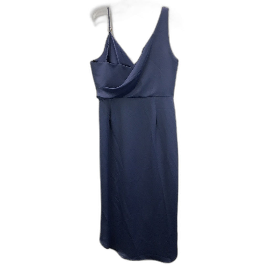 Forever New Blue Silky Wrap Front Zip-Side Split Midi Dress Ladies Size AU 16