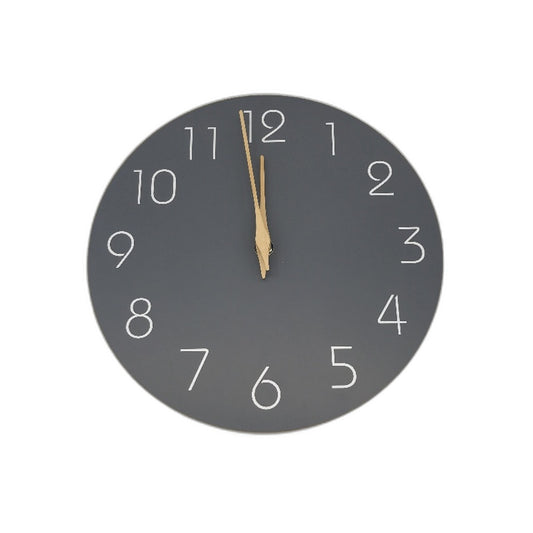 Wooden Grey Minimalist Non Ticking Silent Battery Operated Decorative Wall Clock