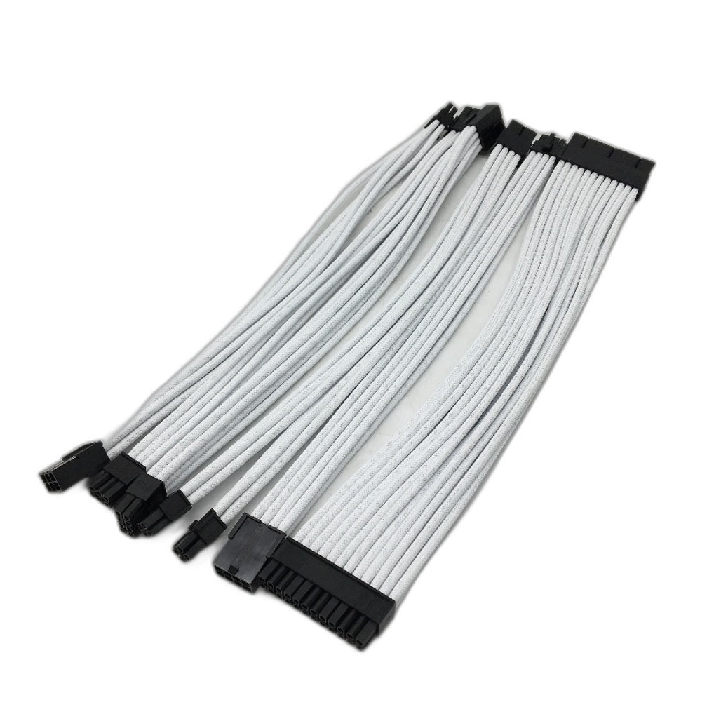 EZDIY-FAB White Braided Sleeved Cable PSU Cable Extension For PC Power Supply