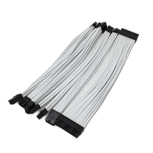 EZDIY-FAB White Braided Sleeved Cable PSU Cable Extension For PC Power Supply