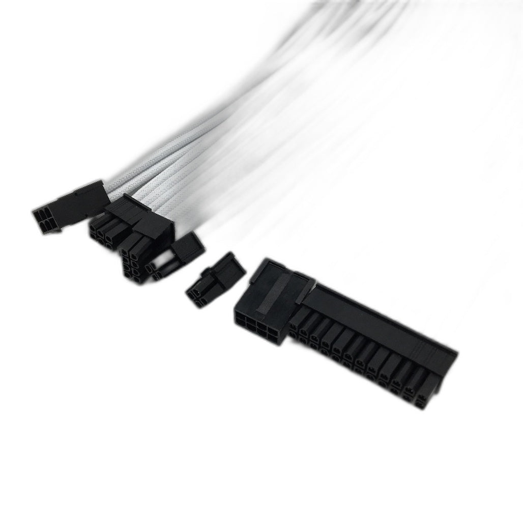 EZDIY-FAB White Braided Sleeved Cable PSU Cable Extension For PC Power Supply