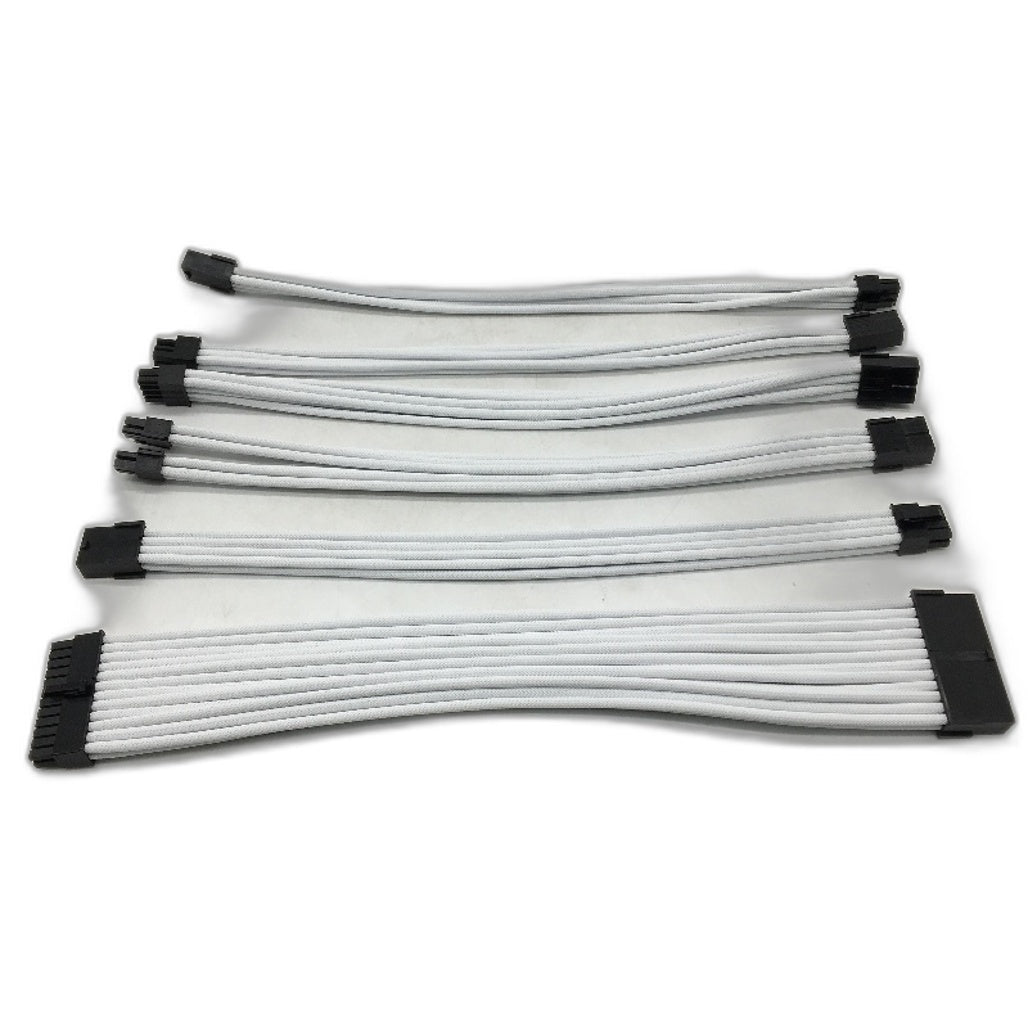 EZDIY-FAB White Braided Sleeved Cable PSU Cable Extension For PC Power Supply