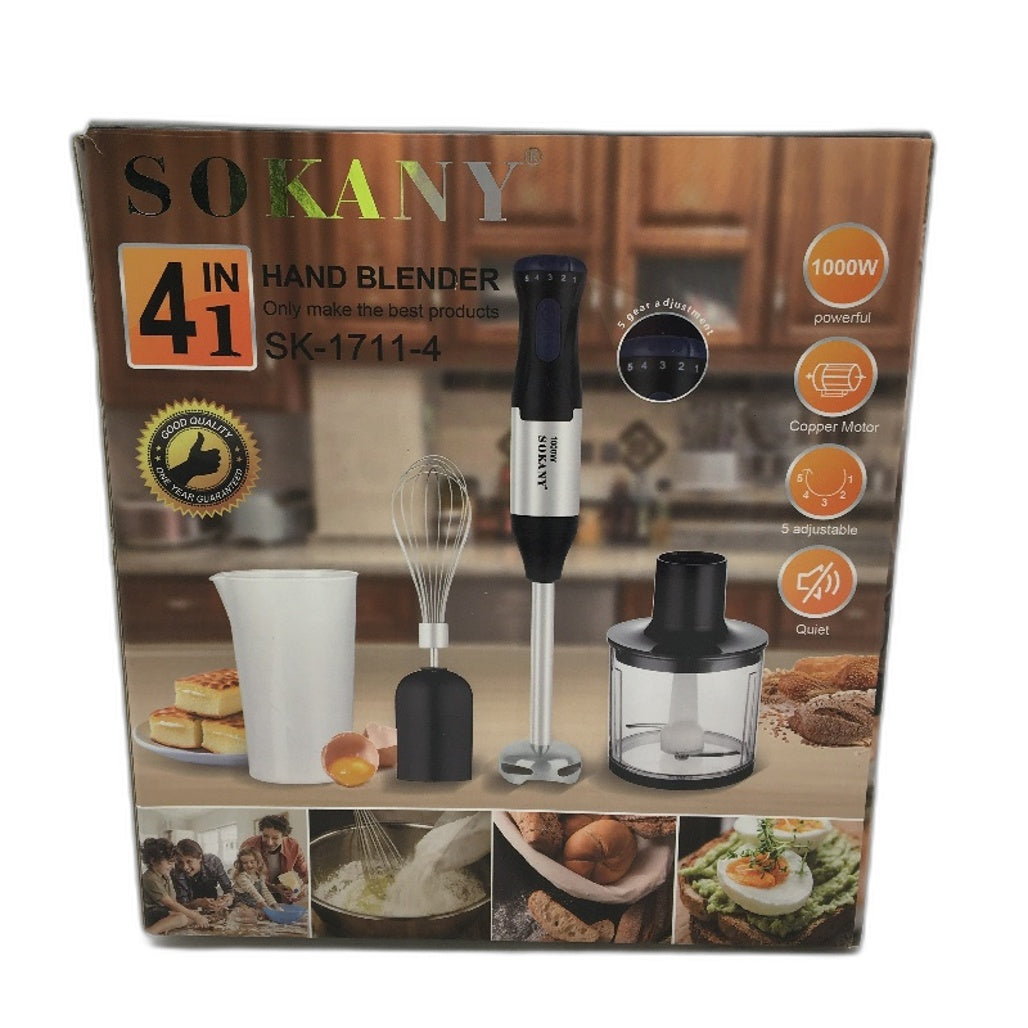 SOKANY Stainless Steel 4 In 1 Powerful Adjustable Handheld Blender Set SK-1711-4