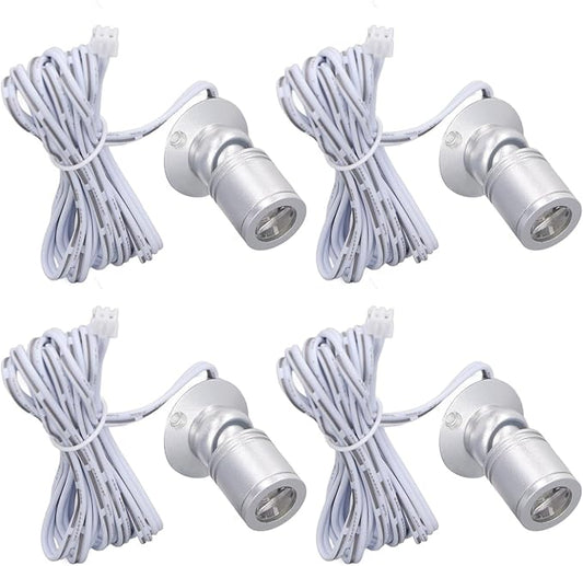 Mini Silver Multi Purpose USB LED Display Entryway Dimmable Spotlight 4 Pack NEW