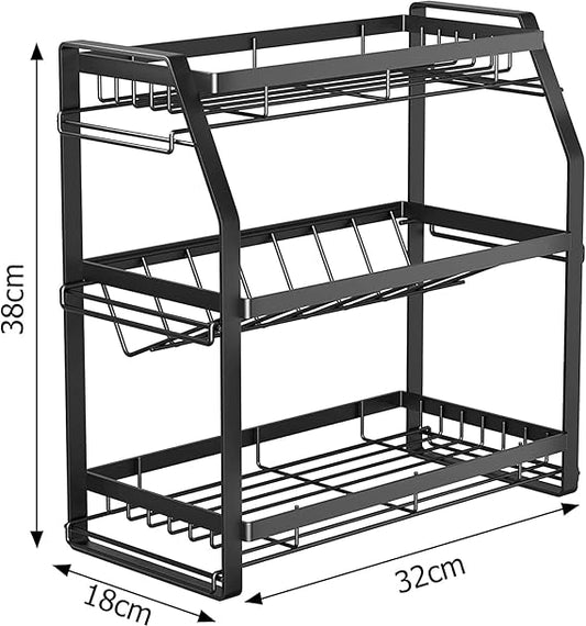 ROROUP 3 Tier Large Foldable Metal Spice Seasoning Storage Rack Organizer NEW