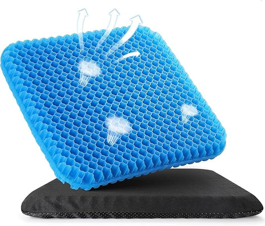 Double Thickness Breathable Cool Honeycomb Gel Seat Chair Cushion With Cover NEW