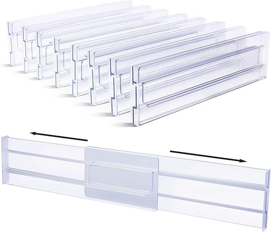 Vtopmart 8 Pack  Adjustable Clear Plastic Expandable Drawer Divider Organizer