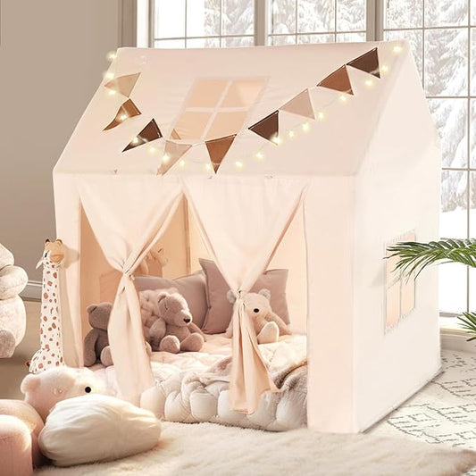 OMIKRAFTO Kids Indoor Play Tent Playhouse With Mat Roll Up Door Window NEW