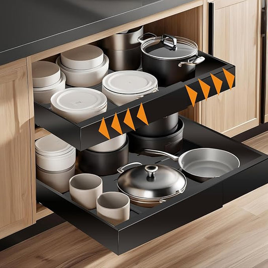 SIMTWO 2 Pack Slide Pull Out Expandable Adjustable Width Drawers For Cabinet NEW