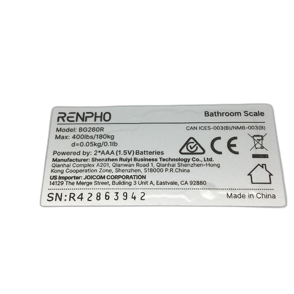 RENPHO Core 1S Bathroom High Precision Tempered Glass Digital Scale Max180KG NEW