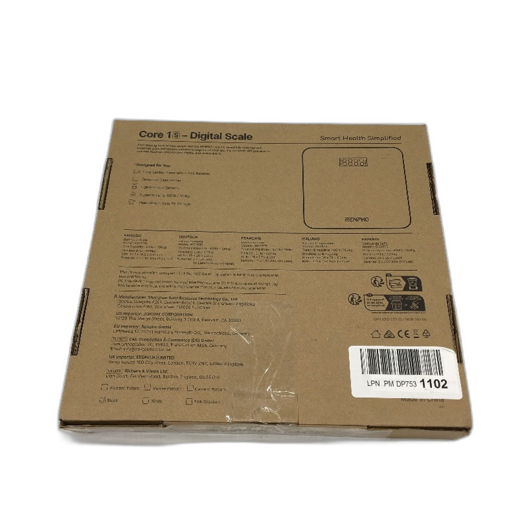 RENPHO Core 1S Bathroom High Precision Tempered Glass Digital Scale Max180KG NEW