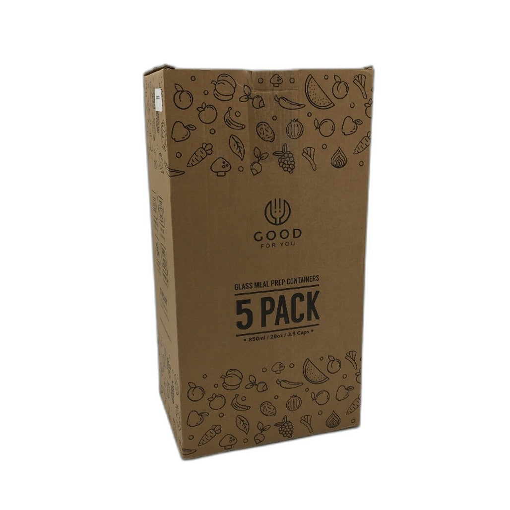 GOOD FOR YOU 5 Pack Glass Airtight Meal Prep Food Containers Lunchbox With Lids