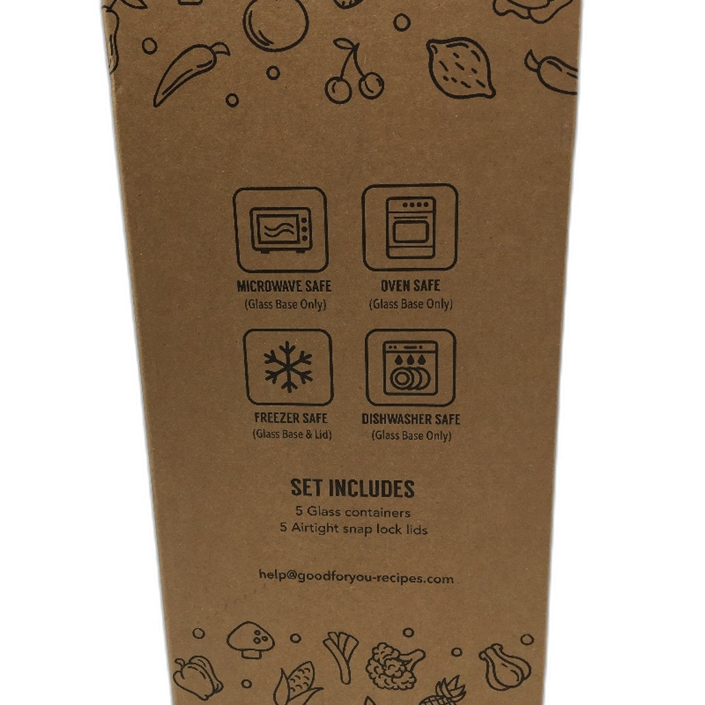 GOOD FOR YOU 5 Pack Glass Airtight Meal Prep Food Containers Lunchbox With Lids